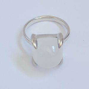 Tiffany & Co Paloma Picasso 12mm Milky Quartz Sugar Stacks Ring Silver size 6.